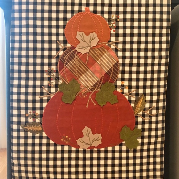 Black and White Check Pumpkin Table Runner - Picture 10 of 10